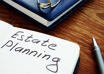 Estate planning written on notebook